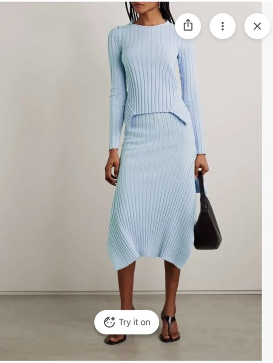 Stella McCartney Sweaters - Stella McCartney Light Blue Ribbed Knit sweater, made in Italy, XS